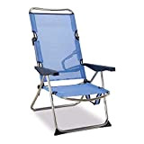 Solenny - 50001072720118 - Sedia da spiaggia pieghevole, 4 posizioni, blu, con manici, 90 x 64 x 15 cm