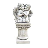 Soprammobile Sculture di cherubini in preghiera, statue di ali di angelo con colonna romana, decorazione da giardino per interni ed ...