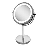 Specchio Ingranditore 10X Specchio Trucco Illuminato LED 360° Girevole Portabile Luce Naturale Senza Fili, Alimentato da Batterie, Ideale per Casa ...
