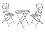 Spetebo - Set da bistrò in metallo, 2 sedie da giardino e 1 tavolo da giardino, pieghevole, colore: Verde anticato
