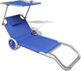 Spiaggina Trolley con ruote sedia da spiaggia con struttura pieghevole tetto parasole e cuscino imbottito