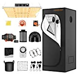 Spider Farmer Grow Tent Kit Complete 3x3x5 SF-1000 Dimmable SAMSUNG Diodes, Grow Tent Complete System 2.3x2.3ft Growing Tent Kit Set ...