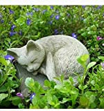 Statua del gatto addormentato | Decorazione da giardino in cemento con gattino in pietra ricostituita