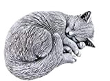 Statua Scultura Gatto felino Che Dorme, Fatto a Mano, Resistente al Gelo