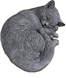 Statua Scultura Gatto Grigio felino Che Dorme, Fatto a Mano, Resistente al Gelo
