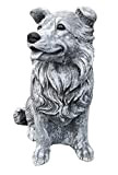 Statuetta di cane collie, resistente al gelo e alle intemperie fino a -30 °C, in pietra massiccia