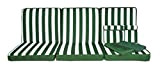 Stiliac 9601T312 Set Cuscini e Tettuccio Ricambio per Dondolo 4 Posti, Rigato Verde/bianco, 174x58x8 cm