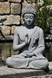 Stone-Lite, Statua decorativa da interni ed esterni, motivo: Buddha nella posizione Vitarka Mudra, altezza: 73 cm, colore: Grigio
