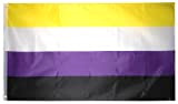 Storm&Lighthouse Bandiera dell'orgoglio non binaria LGBTQ+ 1,5 m x 0,9 m con occhielli