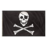 Storm&Lighthouse Bandiera pirata Jolly Roger teschio e ossa incrociate decorazione per feste con bandiera pirata 1,5 m x 0,9 m ...