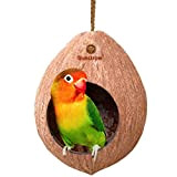 SunGrow Casa per uccelli con guscio di cocco, casetta per uccelli per gabbia o fuori, fringuello, parrocchetto, passeri, con passante ...