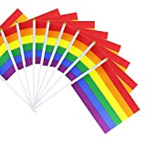 SUNREEK Rainbow Pride Gay bandiera Bastone, 50 confezioni piccole Mini Hand held LGBT Bandiere su bastoni, Decorazioni Forniture per Mardi ...