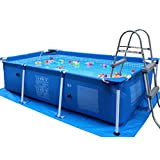 Swimming Pools Metal Frame Rectangular Pool with Bracket Super Family-Use Free Inflatable Outdoor Folding Thickened Pool Fish Pond-2.21.50.6 Meters