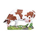 Syuanmuer Figurine di Mucca, Ornamento Modello Mucca Marrone e Bianco, Animali in Miniatura Artigianato in Resina per la casa(Bowing Cow)