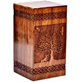 Tamanna - Urna in palissandro per ceneri umane, scatola in legno con albero del cuore, urna per cremazione personalizzata per ...