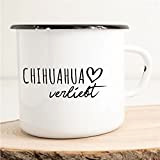 Tazza smaltata Chihuahua innamorata, con cane, tazza da caffè con scritta in lingua inglese "Love Animal Dog", 300 ml, tazza ...