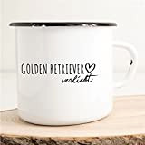 Tazza smaltata Golden Retriever Verliebt Cane Tazza da caffè con scritta in lingua inglese "Love Animal", 300 ml, per campeggio ...