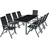 TecTake Alluminio set mobili da giardino 8+1 tavolo sedie - disponibile in diversi colori - (Grigio scuro | No. 402164)