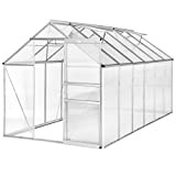 TecTake Serra da giardino in alluminio e policarbonato per piante orto casetta esterno 11,13 m³ - modelli differenti - (375x185x195 ...