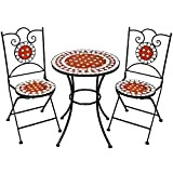 TecTake Set arredo Giardino Mosaico Tavolo e sedie in Ferro con Terracotta Ceramica