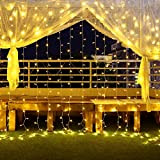Tenda luminosa 6x3m 600 LED, tenda luminosa a LED Decorazione natalizia per interni con 8 modalità, IP44 Bianco Caldo per ...