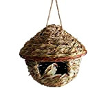 TentHome - Casetta per uccelli in paglia intrecciata per pappagalli o altri uccelli