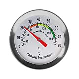 Termometro per compost – Termometro per compost in acciaio inox per casa e cortile, diametro 50 mm, quadrante C & ...