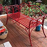 Terrace Garden Bench Outdoor Metal Bench Balcony Lounge Bench with backrest And armrests Courtyard Seating with Cast Iron Frame Weatherproof ...