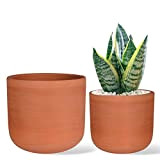 Thirtypot - Vaso per piante grasse in terracotta, 10,7 + 15,5 cm, vasi rotondi in argilla con drenaggio per piante ...