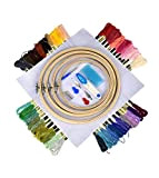 Tiardey Kit punto croce kit ricamo che include 5 cerchi in bambù da ricamo PC, 50 fili colorati e set ...