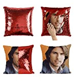 Tom Cruise Young Beautiful Hair_MA0353 Pillow Cover Sequin Mermaid Flip Reversible Cuscino Meme Emoji Actor Girls Boys Couch Office Sofa ...
