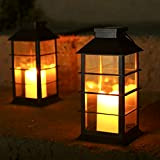 Tomshine 2 lanterne a energia solare con fiamma tremolante e candela a LED per esterni, illuminazione decorativa per giardino, 8,7x4,1 ...