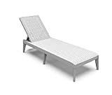 TOOMAX Lettino prendi sole reclinabile Numana, con finitura effetto rattan e schienale regolabile, anti-UV, Art. 950, dim. cm 60x186x29h (Bianco)