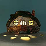 TopHGC Fairy House illuminata a energia Solare, Ornamento da Giardino per abitazione, Lampada da Prato in Resina Statua dalbero con ...