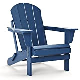 TORVA Adirondack Sedia in plastica riciclata, in HDPE pieghevole per esterni, sedia da giardino resistente alle intemperie Adirondack (blu navy)