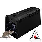 Trappola elettrica per topi, per catturare topi, arvicole, scoiattoli, criceti e altri roditori interni ed esterni (nero)