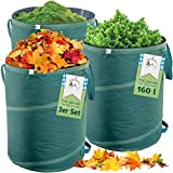 TTL Garden Confezione di 3 sacchi premium da giardino da 160 l, tessuto extra robusto, sacchi per la raccolta del ...
