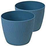TYMAR Vaso da fiori, confezione da 2, forma rotonda, (2 confezioni), blu marino, diametro 18 cm