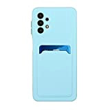 TYWZ Porta Carte Custodia per Samsung Galaxy A52,Built-in Slot Card Holder Silicone TPU Cover Ultra-Sottile AntiGraffio Antiurto Case-Blu