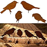 Uccelli in Ruggine con Vite da Avvitare Uccelli Arrugginiti Decorazione Del Giardino Uccello in Metallo 4pcs Stile Vintage