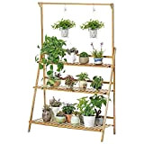 Unho, scaletta per piante, per interni ed esterni, a 3 ripiani, con barra per appendere le piante, 100 cm, 70 ...