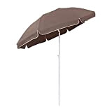 VA-Cerulean Ombrellone rotondo, 200 cm, ombrellone da giardino, regolabile in altezza, con protezione UV, inclinabile, per balcone, spiaggia, terrazza, marrone