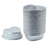 Vaschette in alluminio per griglia, in alluminio, 50 pezzi, a forma di cuore, in pellicola di alluminio, per forno, cucina, ...