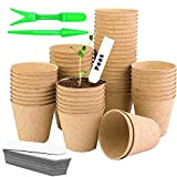 Vasi Biodegradabili per Semina，Set da Vasetti per Piantine,48 Pezzi Vasi da Coltivazione Biodegradabili,Vasi per Piante da Coltivazione con 50 Etichette ...