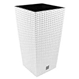 Vaso alto quadrato 19 L Prosperplast Rato Square in plastica con serbatoio in colore bianco, 45 (altezza) x 24 (profondità) ...