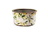Vaso vasetto cachepot anticato in ceramica tondo 20*20*11 cm decoro limoni schabby chic casa giardino EXC-830143