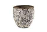 Vaso vasetto cachepot anticato in ceramica tondo 20*20*19 cm schabby chic casa giardino EXC-753602