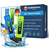 Veddelholzer Misuratore di valore pH per piscina, termometro, pH TDS EC e temperatura 4 in 1, set di tester ph ...