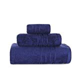 Venditadimobilionline Set di Asciugamani 3 Pezzi di Colore Blu 700 Grammi