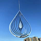 Vento Spinner 3D a forma di goccia d'acqua appeso vento scorrevole Spinner Laser Cut 3D Crafts ornamenti in metallo 11,8 ...